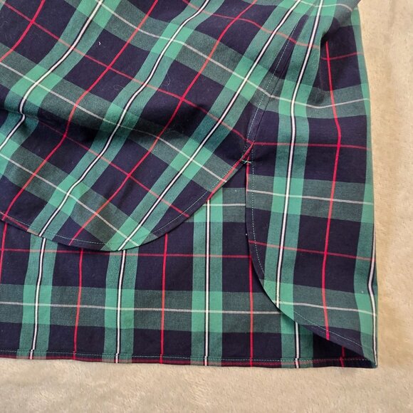 Talbots Tunic Shirt Womens 16W Green Blue Tartan Plaid Sparkle Buttons Preppy - Picture 11 of 15